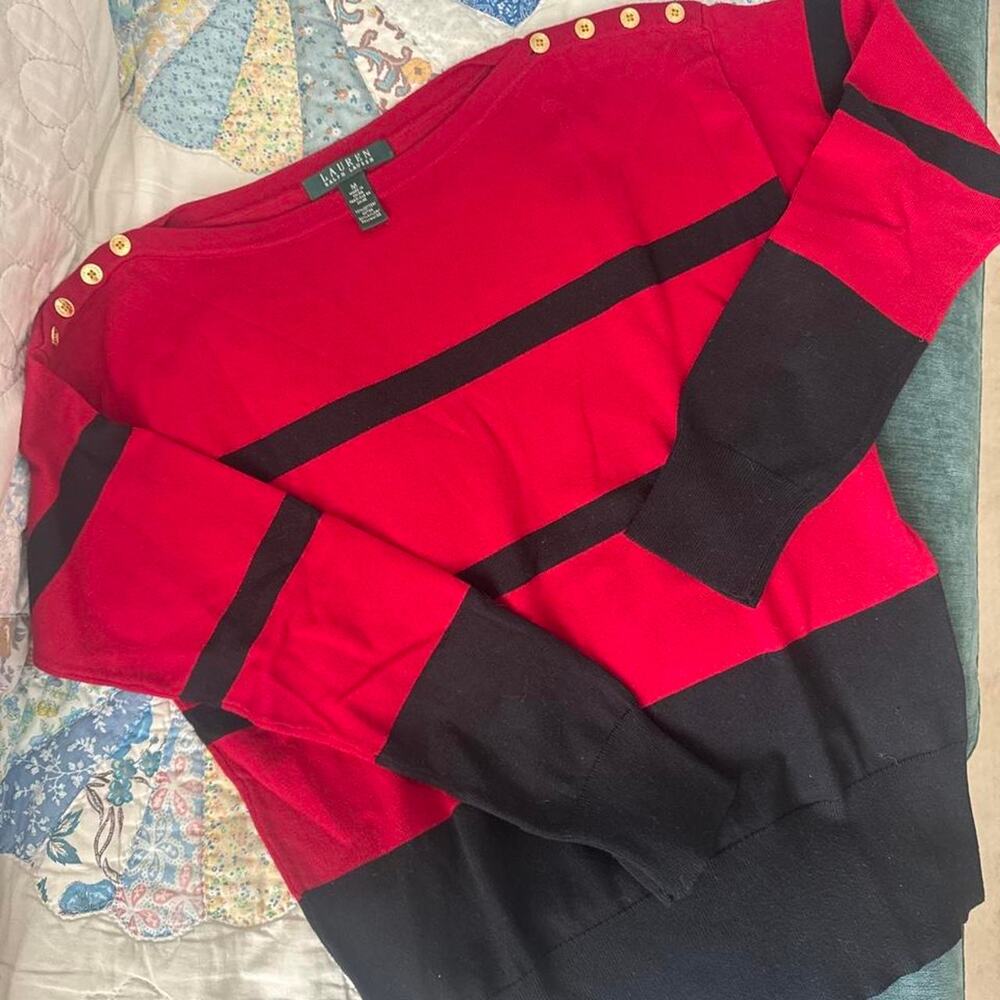 Red and black striped sweater